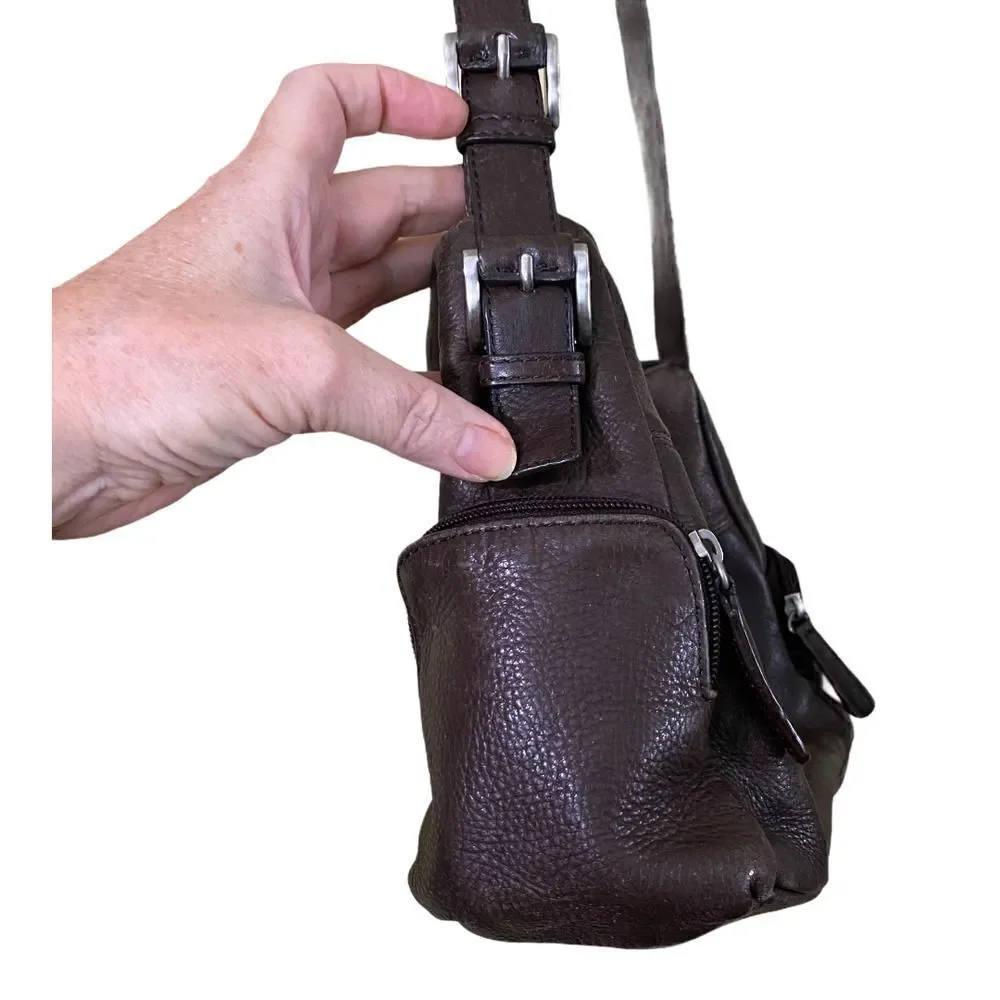 Vintage Stone Mountain Brown Leather Shoulder Bag